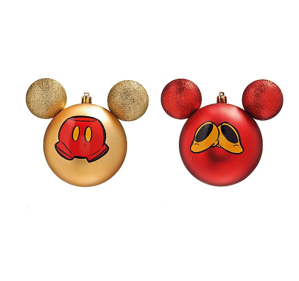 Bola de Natal Disney Mickey e Minnie Bermuda e Sapato com 2 Un 10cm - Ref 1699722 Cromus