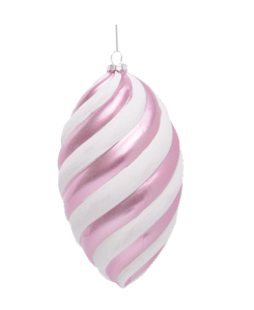 Enfeite Pino de Natal Rosa e Branco 20cm com 1 Un - Color Trend - Ref 1019754 Cromus