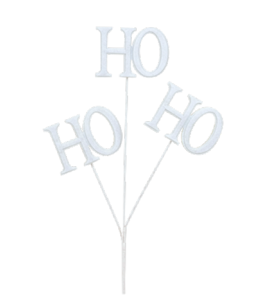 Pick de Natal Branco HO HO HO 35x20x1cm - Trend Candy - Ref 1026112 Cromus