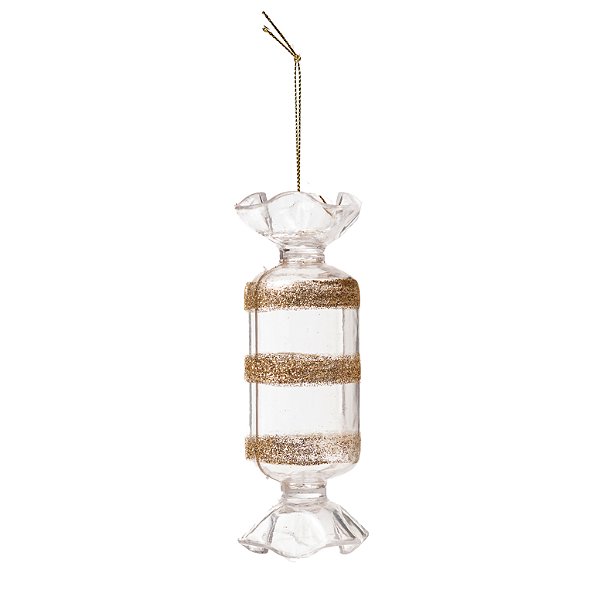 Enfeite de Pendurar Bala Cristal com Dourado 12x5x5cm com 1 Un - Ref 1361780 Cromus