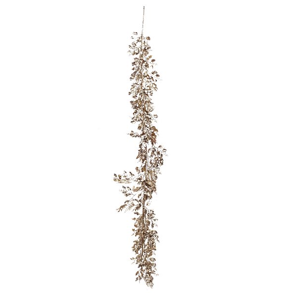 Galho Longo de Natal Folhagens Galhos Champanhe de Glitter 180x15x2cm - Ref 1202243 Cromus