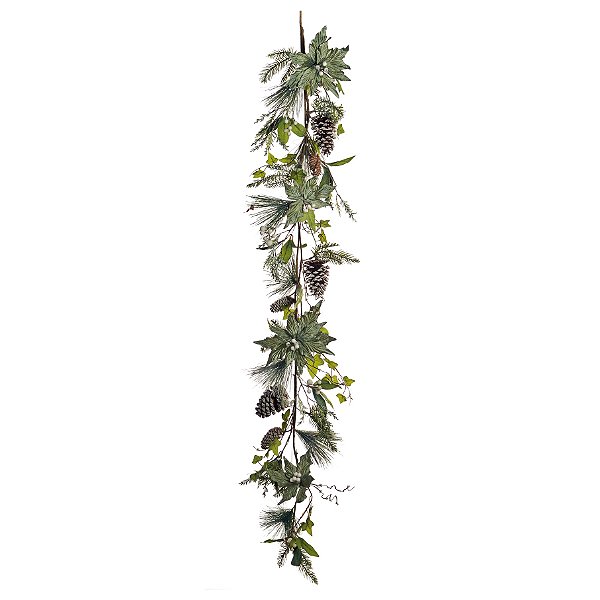 Galho Longo de Natal Flores, Galhos e Pinhas 155x10x10cm - Ref 1699846 Cromus