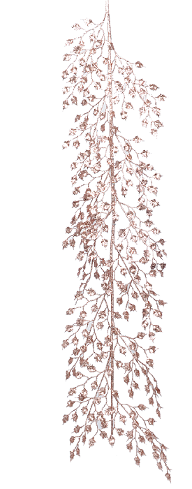 Galho Longo de Natal Folhagens Galhos Rosê de Glitter 140x20x2cm - Ref 1022197 Cromus