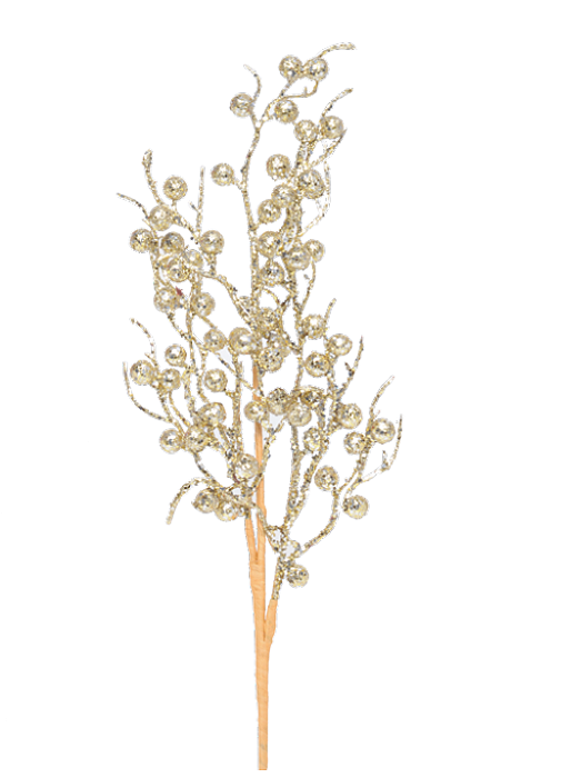 Galho de Natal Frutas Champanhe com Glitter 60x17x2cm- Ref 1022424 Cromus