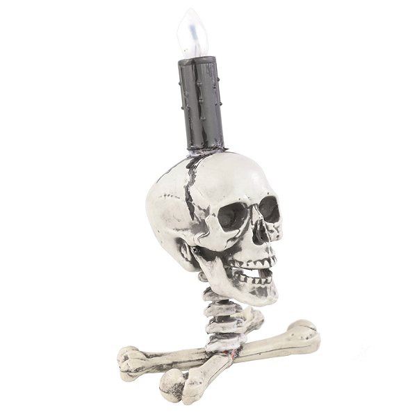 Castiçal Halloween Caveira com Led - Ref 29004096 Cromus