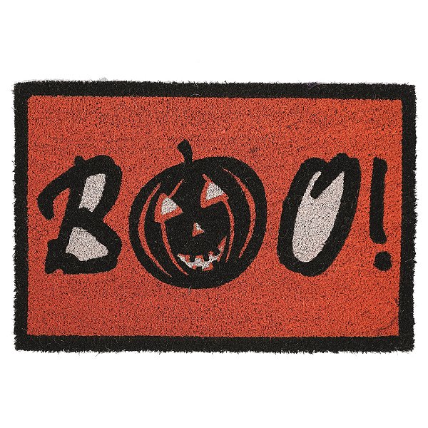 Capacho Tapete de Halloween Boo Laranja com Preto 40x60cm - Ref 29004006 Cromus