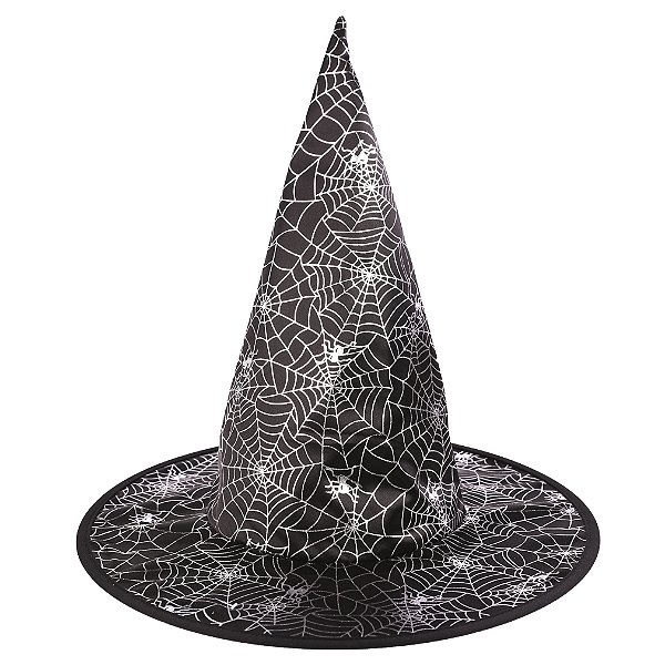 Chapéu de Bruxa Preto Teia de Aranha - Halloween - Ref 29004090 Cromus