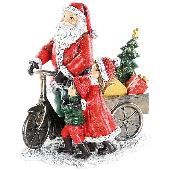 Noel de Resina na Moto com Crianças 15x10x14cm - Ref 1106907 Cromus
