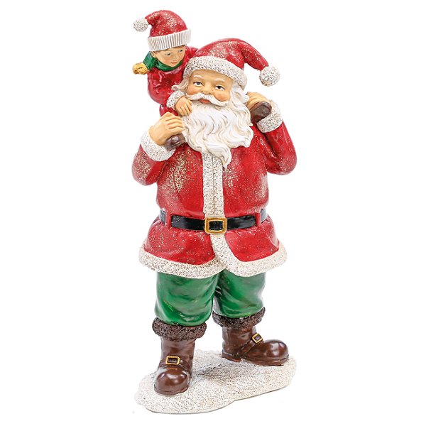 Papai Noel de Resina com Criança 23cm - Ref 1003391 Cromus