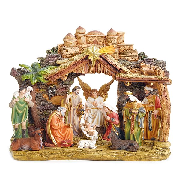 Presépio de Resina com Luz e Som 35x40x17cm - Ref 1026980 Cromus
