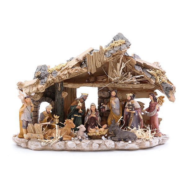 Presépio de Resina no Estábulo 20x30x9cm - Ref 1107727 Cromus