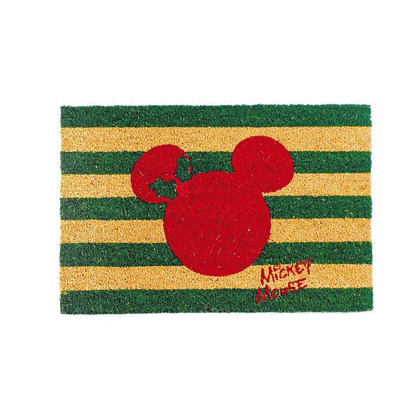Capacho Disney Mickey Listras 60x40cm Verde e Vermelho - Ref 1595141 Cromus