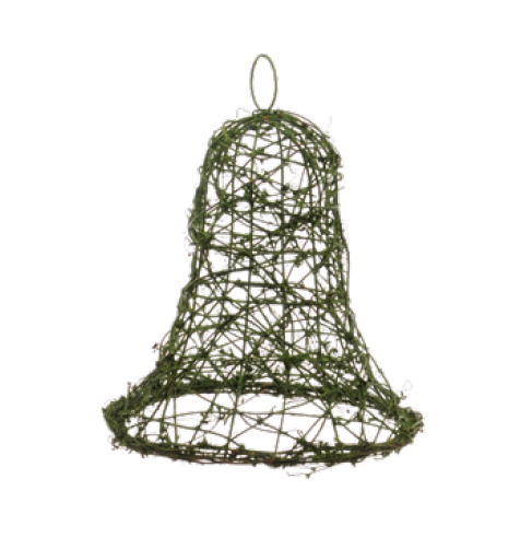 Enfeite Sino de Rattan Verde com Glitter 15cm - Ref 1212083 Cromus
