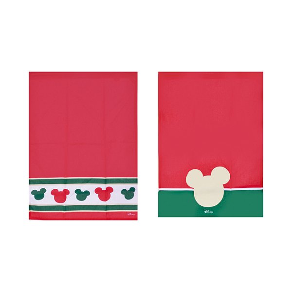 Panos de Copa Disney Mickey Multicolor 70x50cm com 2 Un - Natal Disney - Ref 1595351 Cromus