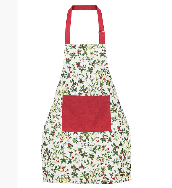 Avental de Natal Azevinhos Vermelho e Branco 70x50cm - Ref 1020520 Cromus
