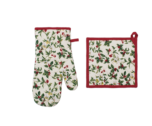 Kit Cozinha Luva e Pegadorde Natal Azevinhos - Ref 1020521 Cromus