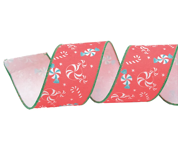 Fita Aramada de Natal Disney Candy Vermelho e Verde 6,3x9,14cm - Ref 1020245 - Cromus