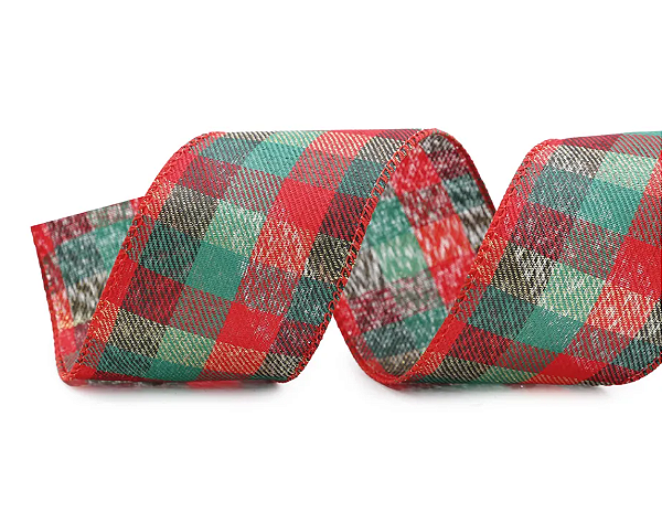 Fita Aramada de Natal Xadrez Verde e Vermelha 6,3X9,14m - Ref 1008719 - Cromus