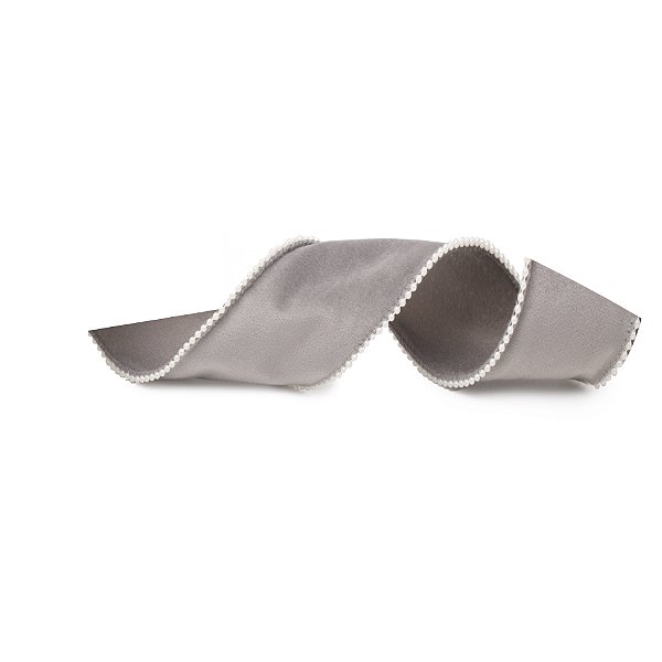 Fita Aramada de Natal Veludo Cinza com Borda Perolas 6,3cmx4,5m - Ref 1923880 - Cromus