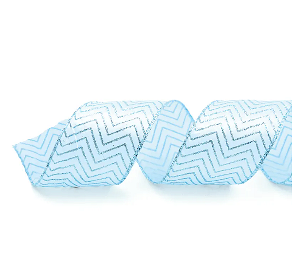Fita Aramada de Natal Azul Claro com Estampa Glitter Missioni 6,3X9,14m - Ref 1008518 - Cromus