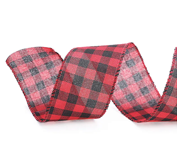 Fita Aramada de Natal Xadrez Vermelho e Preto 6,3X914CM - Ref 1117616 - Cromus