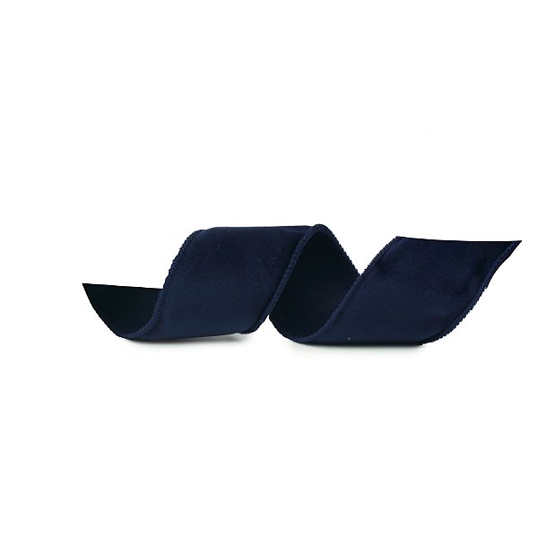 Fita Aramada de Natal Veludo Azul Marinho 6,3cmx9,14m - Ref 1923866 - Cromus