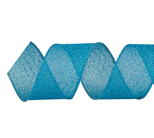 Fita Aramada de Natal Azul Claro 3,8CMx9,14M - Ref 1026270 Cromus