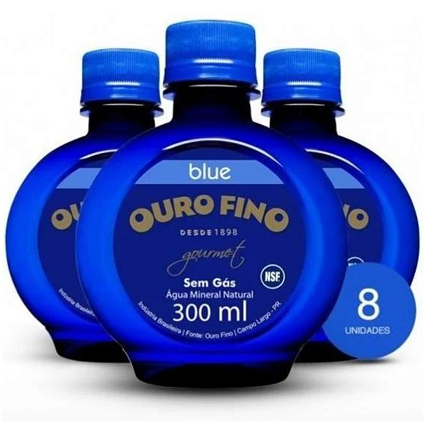 Água Mineral Ouro Fino Gourmet Blue Sem Gás 300ml 8 Unidades Azul