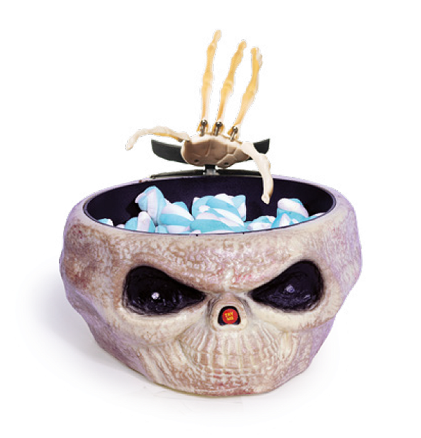 Petisqueira Crânio Bege com Som e Movimento 25x25x13cm - Ref 29002486 Halloween Cromus