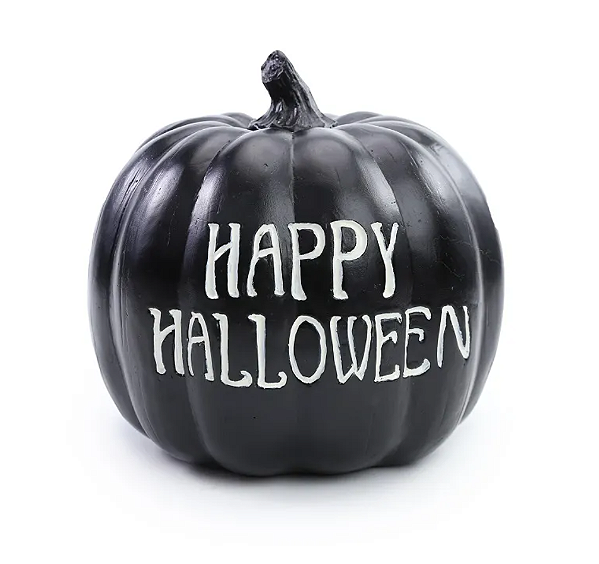Abobora Decorativa de Resina Preta Happy Halloween 20x20x20cm - Ref 29004537 Cromus