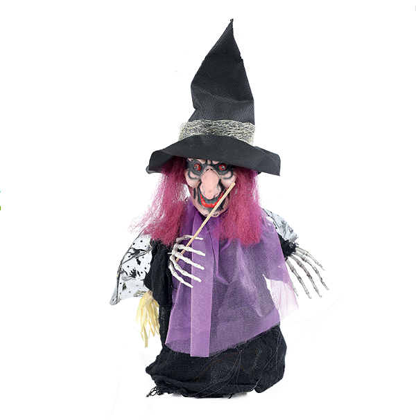 Bruxa Decorativa com Som e Movimento 17x40cm - Ref 29004104 Halloween Cromus