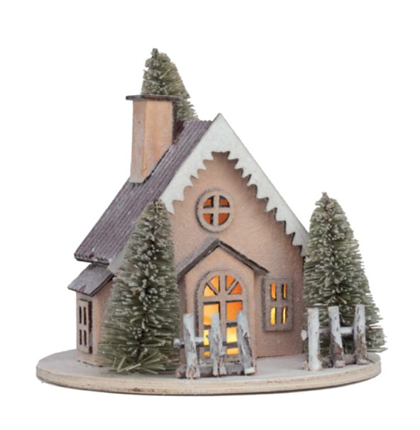 Casa de Natal Nevada e Iluminada 29x31x31cm - Ref 1025415 Cromus