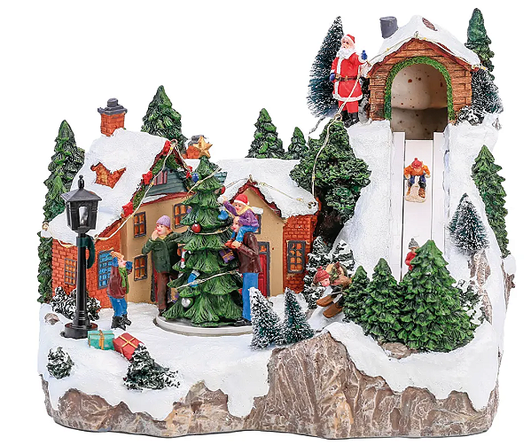 Cenário Vila de Natal Nevada com Luz, Som e Movimento Bivolt 21x28x25cm - Ref 1001464 Cromus