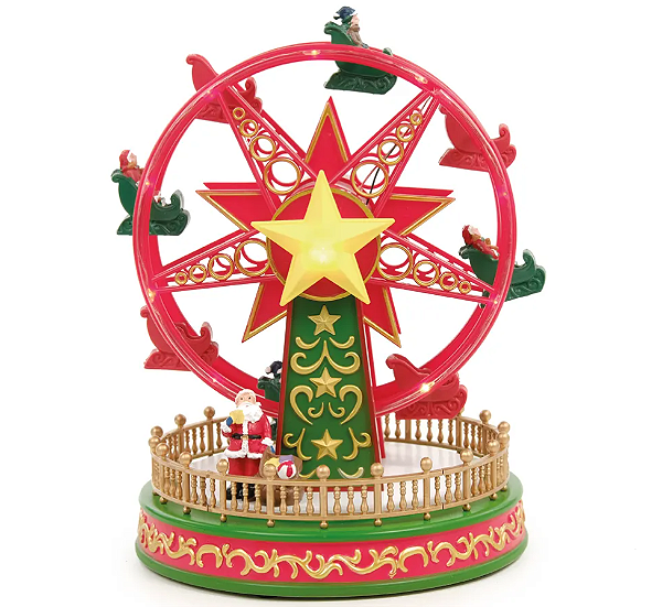 Cenário Roda Gigante de Natal com Luz Som e Movimento 23x18cm - Ref 1044467 Cromus