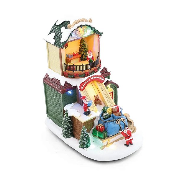 Cenário de Natal Loja de Brinquedos 22x14cm com Luz, som e Movimento - Ref 1001434 Cromus