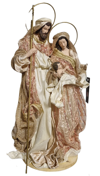 Sagrada Família de Resina com Roupa Rosê Gold 50cm - Ref SF371 Tok da Casa