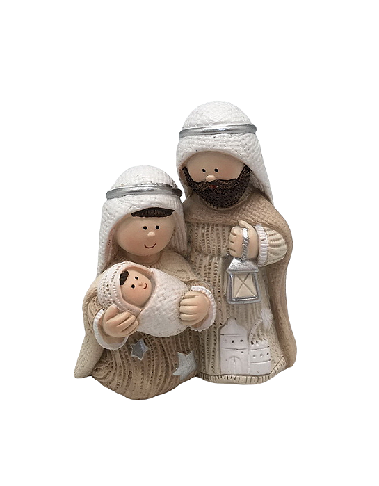 Enfeite de Resina Sagrada Família Decorativa 8cm - Ref RS1528 Tok da Casa