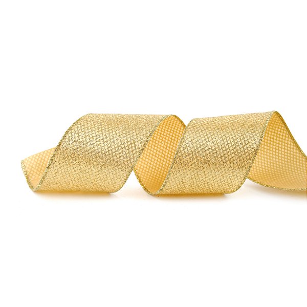Fita Aramada de Natal Dourada Quadriculado Glitter Ouro 6,3x914cm - Ref 1030827 Cromus