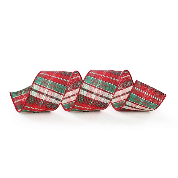 Fita Aramada de Natal Xadrez Vermelho e Verde 6,3x914cm - Ref 1030923 Cromus