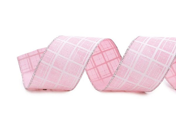 Fita Aramada Rosa Claro Quadriculada Branco 6,3X9,14m - Ref 1008689 Cromus