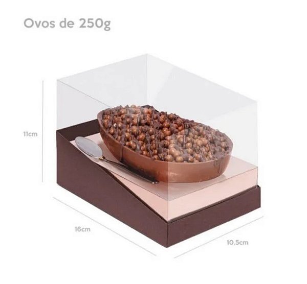 Caixa Specialla Para Meio Ovo Marrom e Rosê Gold 250Grs UNITÁRIO - Ref 13003366U Cromus