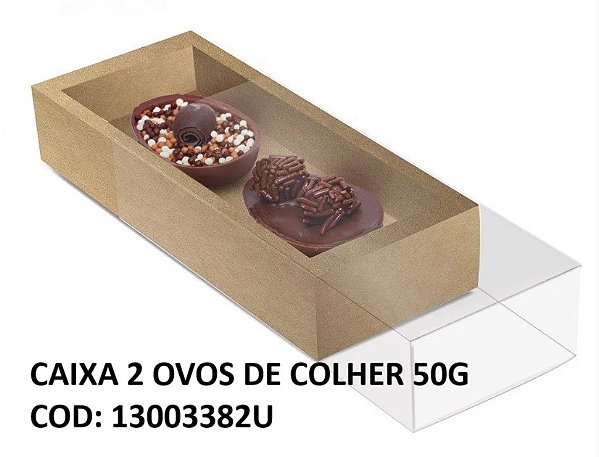 Caixa Kraft Para Meio Ovo de Páscoa Tipo Luva com Moldura Para 2 Ovos 50Gr UNITARIO - Ref 13003382U Cromus