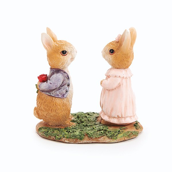 Casal Mini Coelhos de Resina 6x7x4cm - Ref 1014375 Cromus