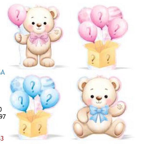 Decoração de Mesa Festa Chá de Revelação Ursinhos - Ref 120067 Piffer