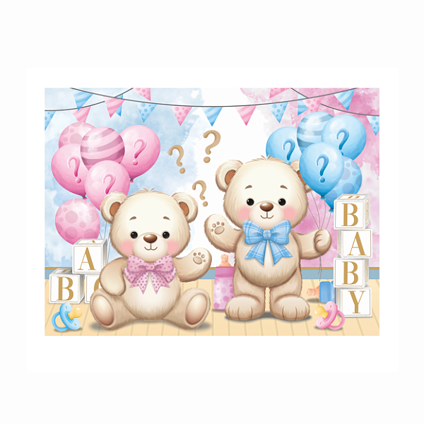 Painel de TNT Festa Chá de Revelação 100x140cm - Ref 120058 Piffer