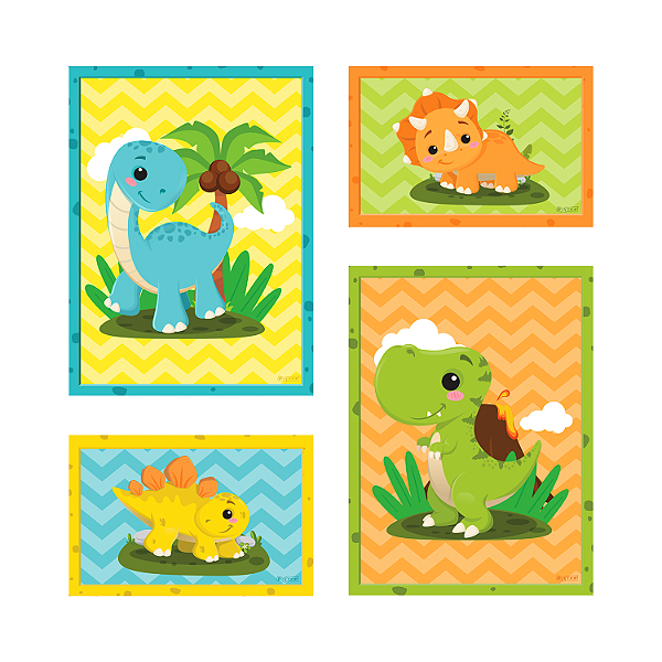 Quadrinhos Decorativos de E.V.A Festa Dino Baby - Ref 125027 Piffer