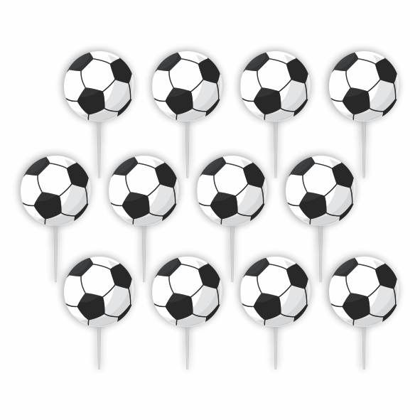 Palitos Decorativos de E.V.A Bola de Futebol 5x10cm com 12 Un - Ref 130017 Piffer