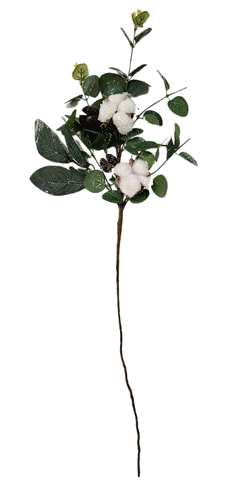 Galho Eucalipto e Flor de Algodão 46CM - Ref 1107264G Cromus