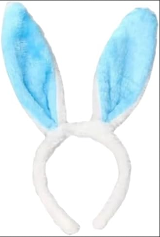 Tiara com Orelhas Coelho Branca com Azul - BrFestas
