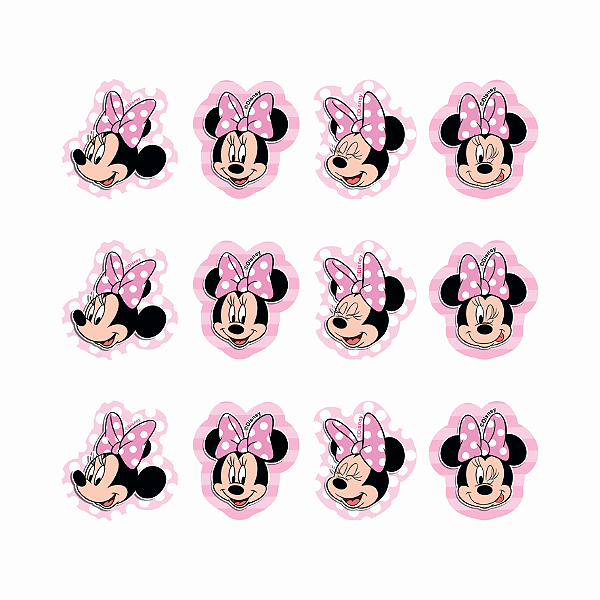 Aplique Impresso Festa Minnie Rosa com 12 Un - Ref 319001 Piffer